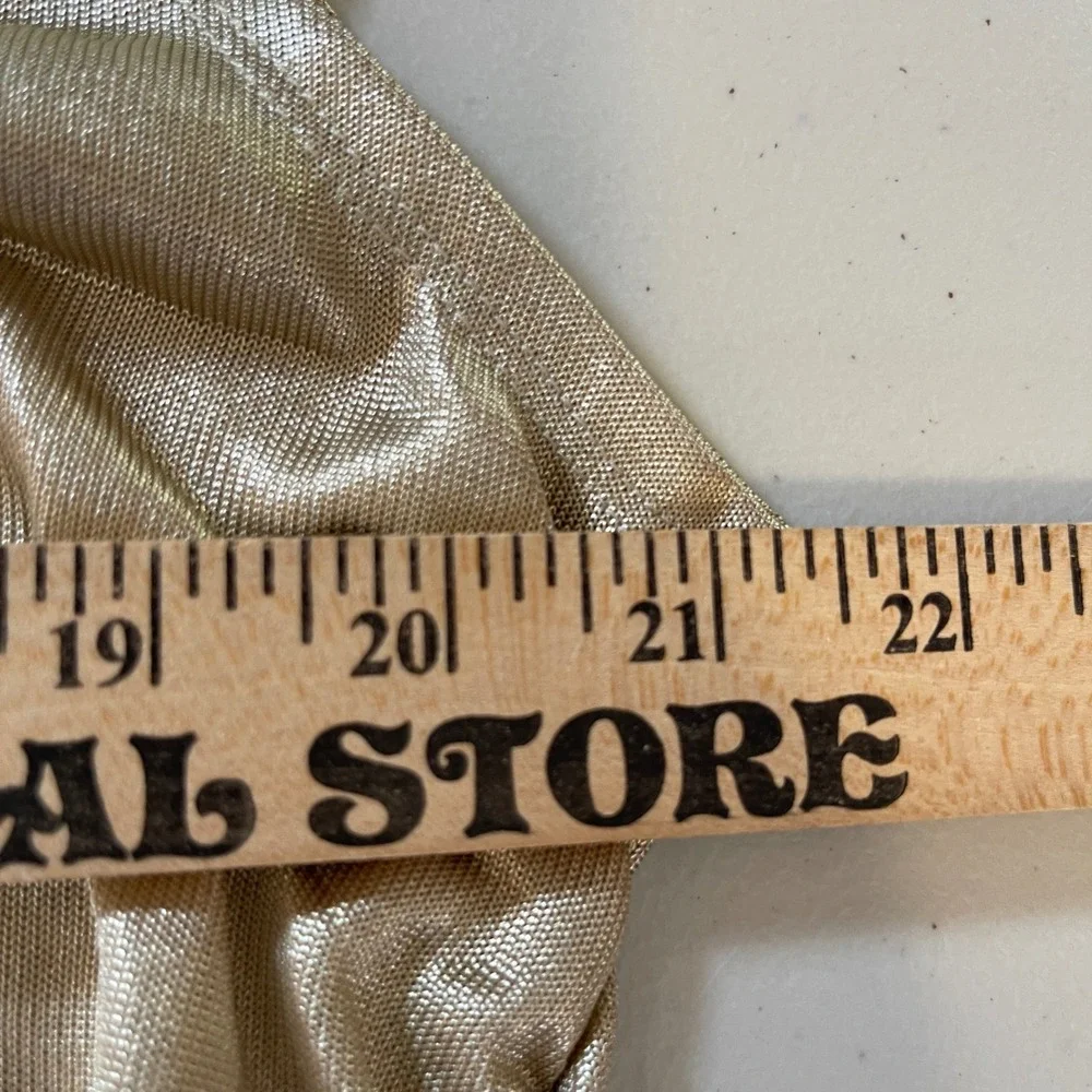 M by Rebecca Minkoff Womne's XL Mock Neck Gold Metallic Sleeveless Blouse Ruched - Picture 12 of 12